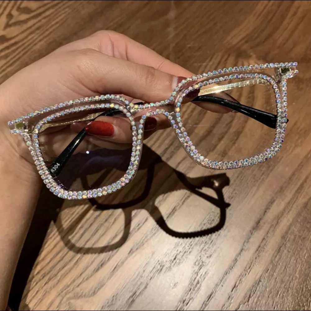 Clear A/B rhinestone glasses
